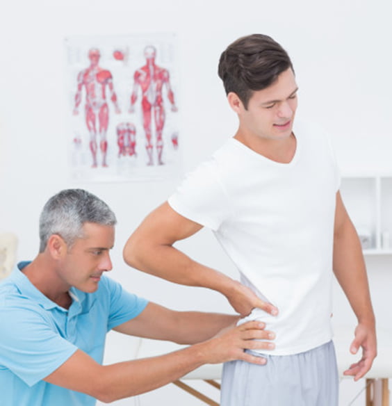 examining patient back