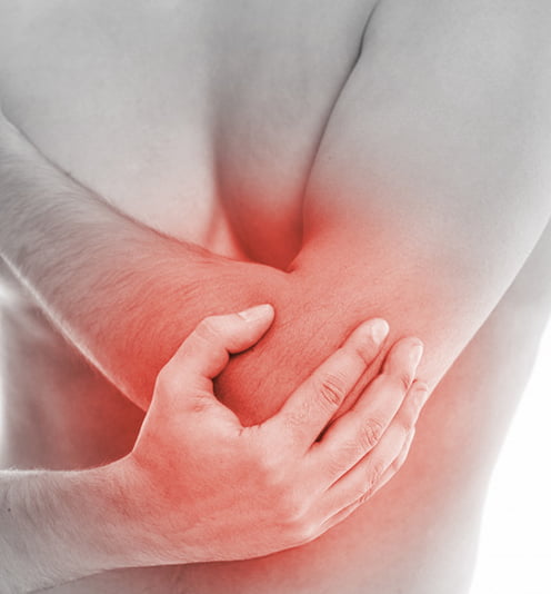 man hurt elbow pain